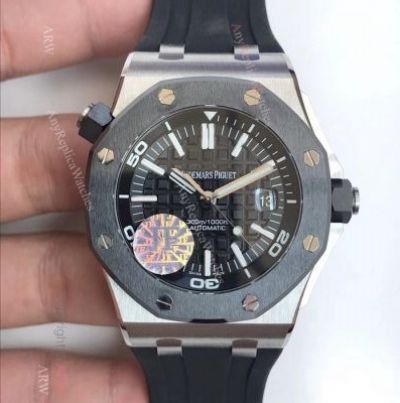 JF Swiss Replica Audemars Piguet Diver's SS Black Bezel Watch - 3120 Movement